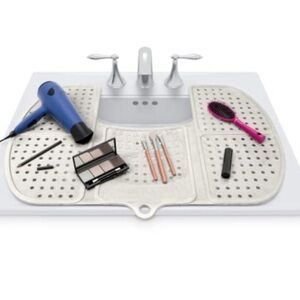 White and Pink Bath Accessories with Textured Surface